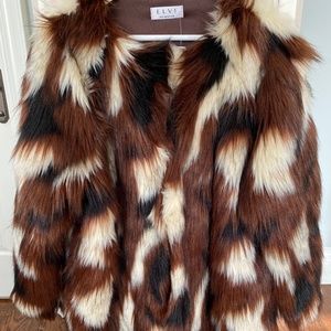 Elvi Plus Size Faux Fur Coat